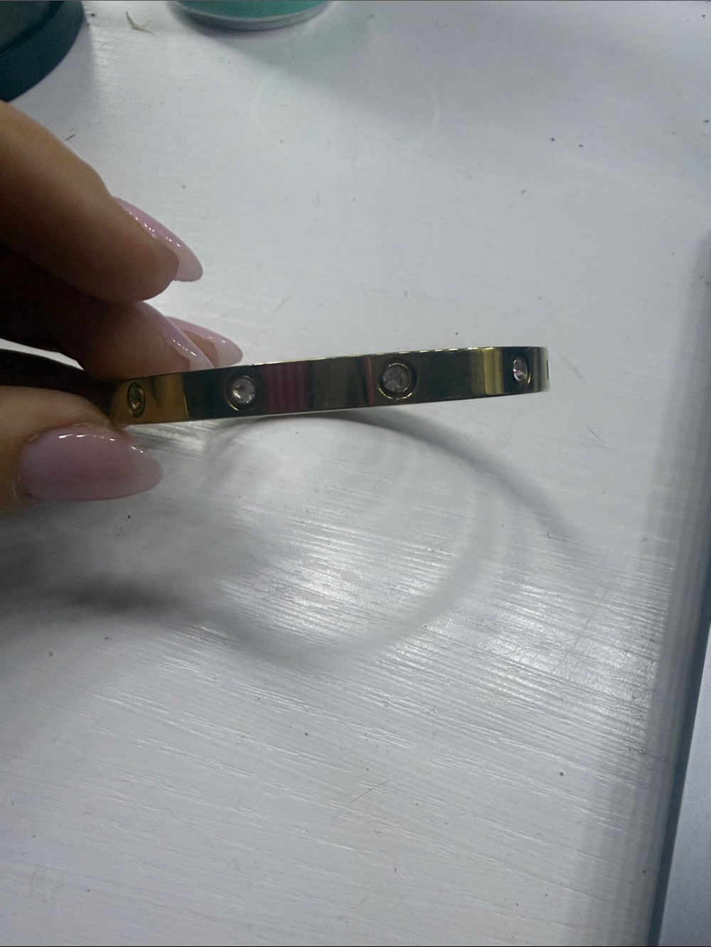 Gold Tone Screw Accent Bangle Bracelet